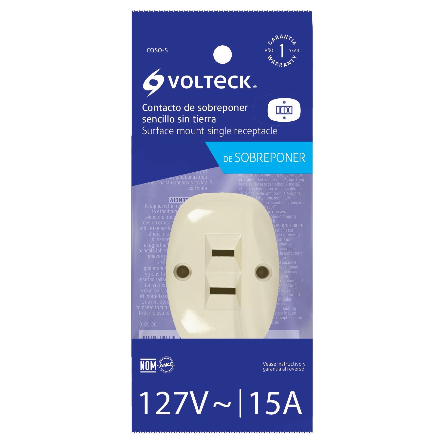 Contacto De Sobreponer Sencillo, Sin Tierra, Volteck - FERRETERÍA WITZI