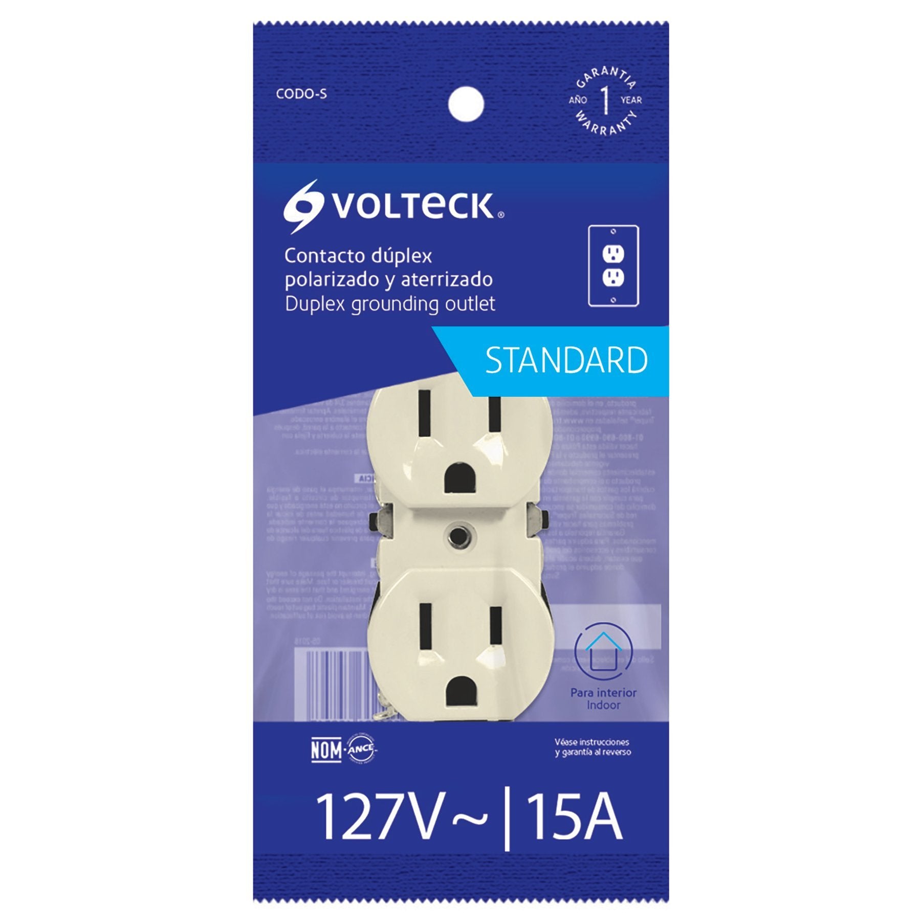 Contacto Dúplex, 2 Polos, 3 Hilos, Línea Estándar, Volteck - FERRETERÍA WITZI