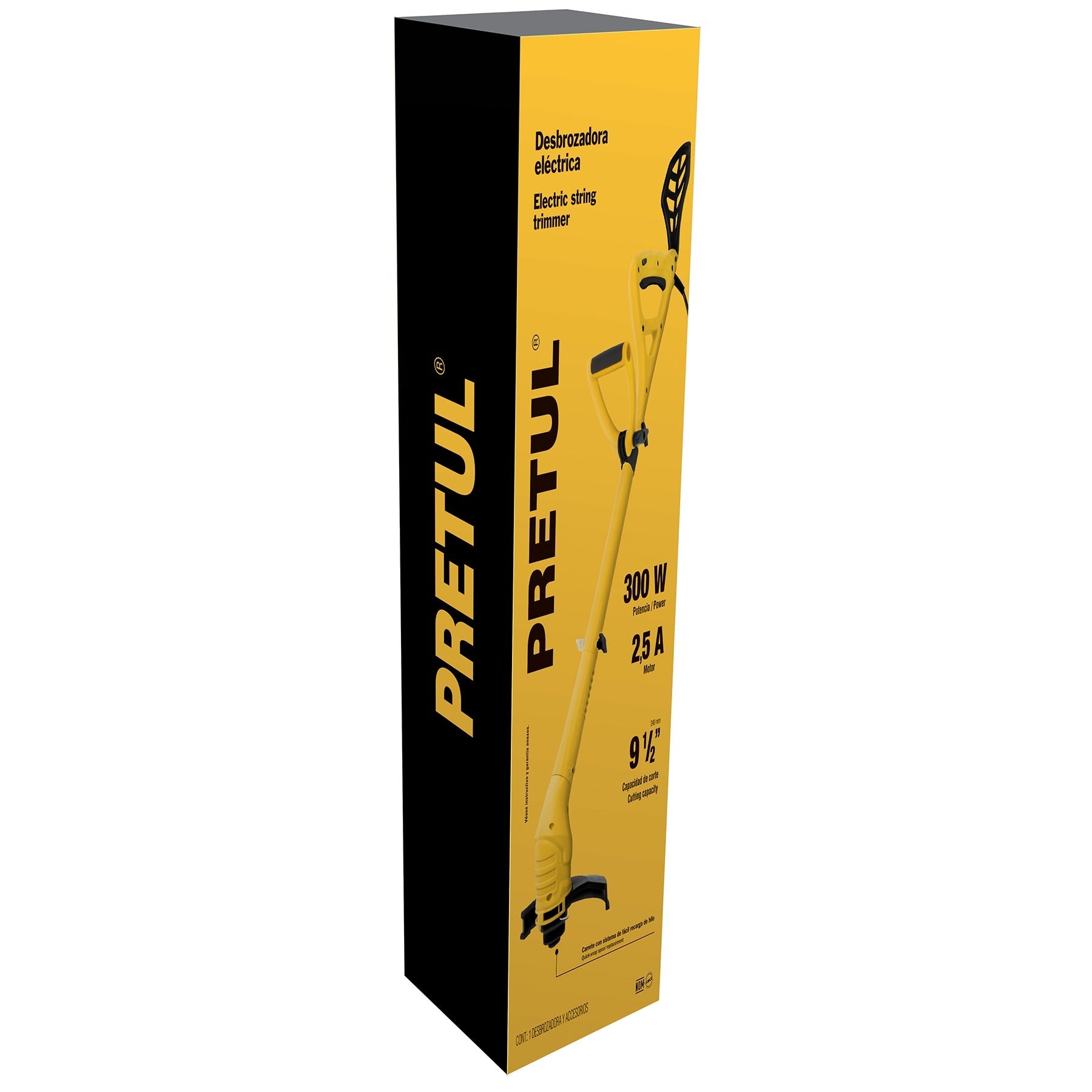 Desbrozadora Eléctrica 300 W mango "D", 9" Corte, Pretul - FERRETERÍA WITZI