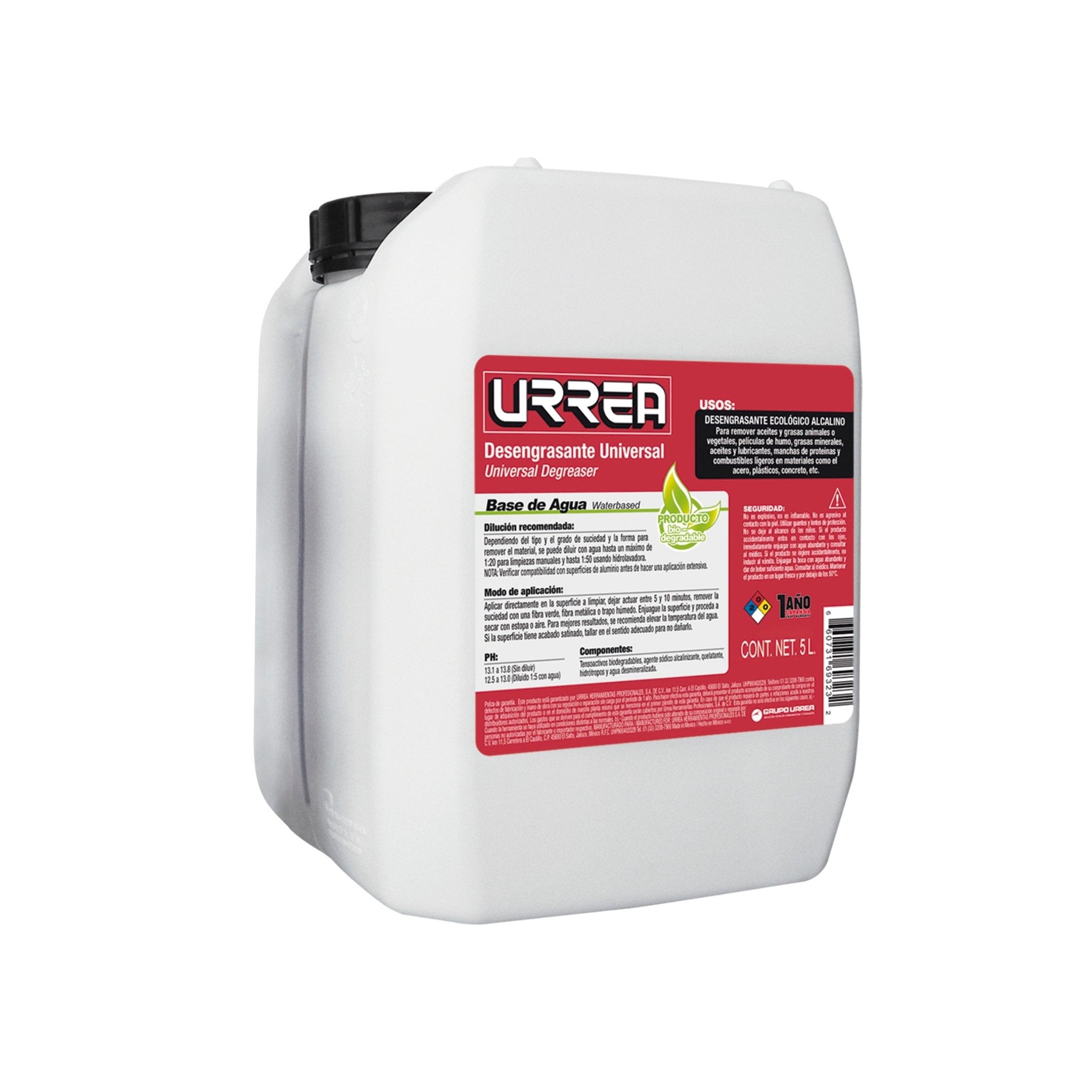 Desengrasante base agua 5 Lt Urrea - FERRETERÍA WITZI