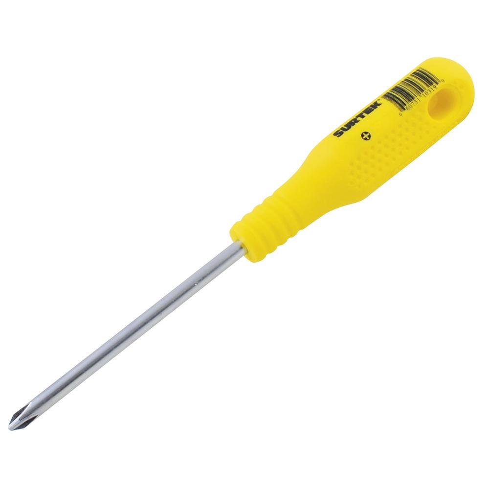 Destornillador Amarillo Redondo Phillips® #0 1/8 X 4" Surtek. - FERRETERÍA WITZI