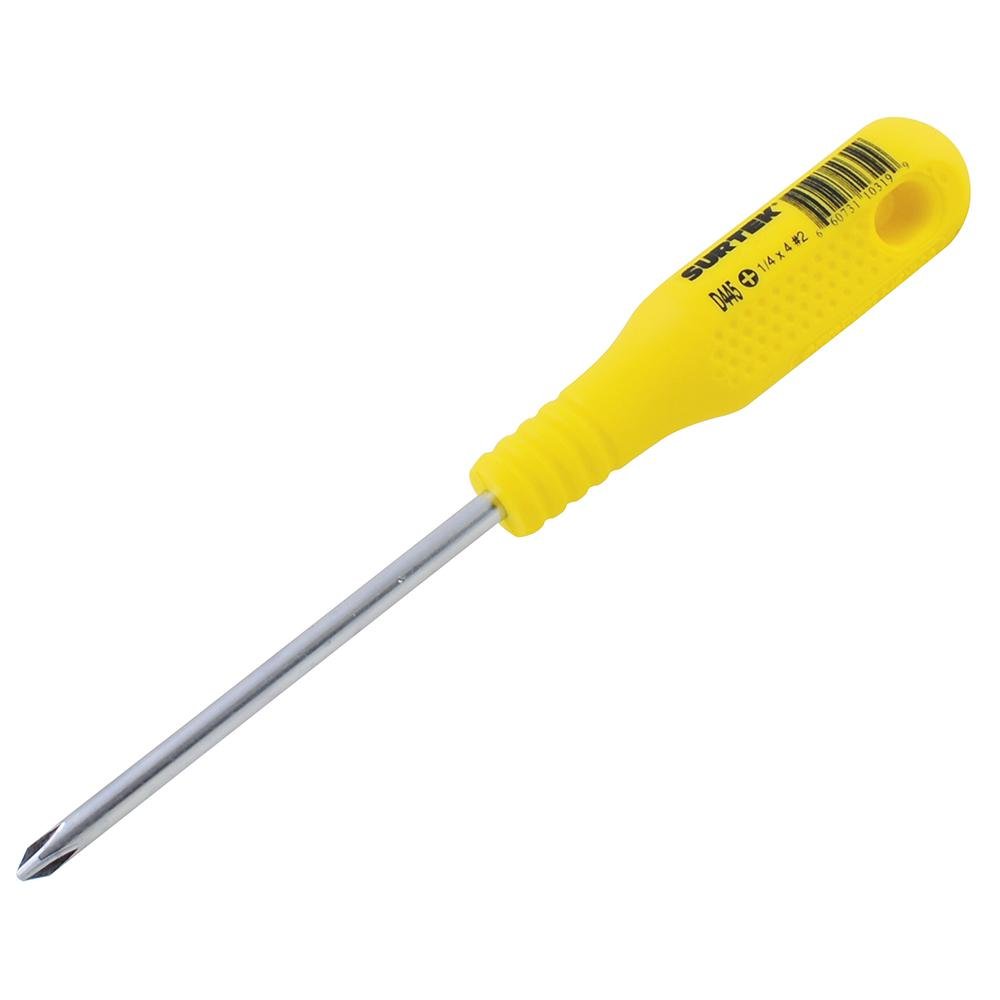 Destornillador Amarillo Redondo Phillips® #2 1/4 X 4" Surtek. - FERRETERÍA WITZI