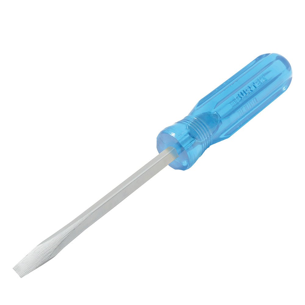 Destornillador azul barra cuadrada punta plana 1/4x4" Surtek. - FERRETERÍA WITZI