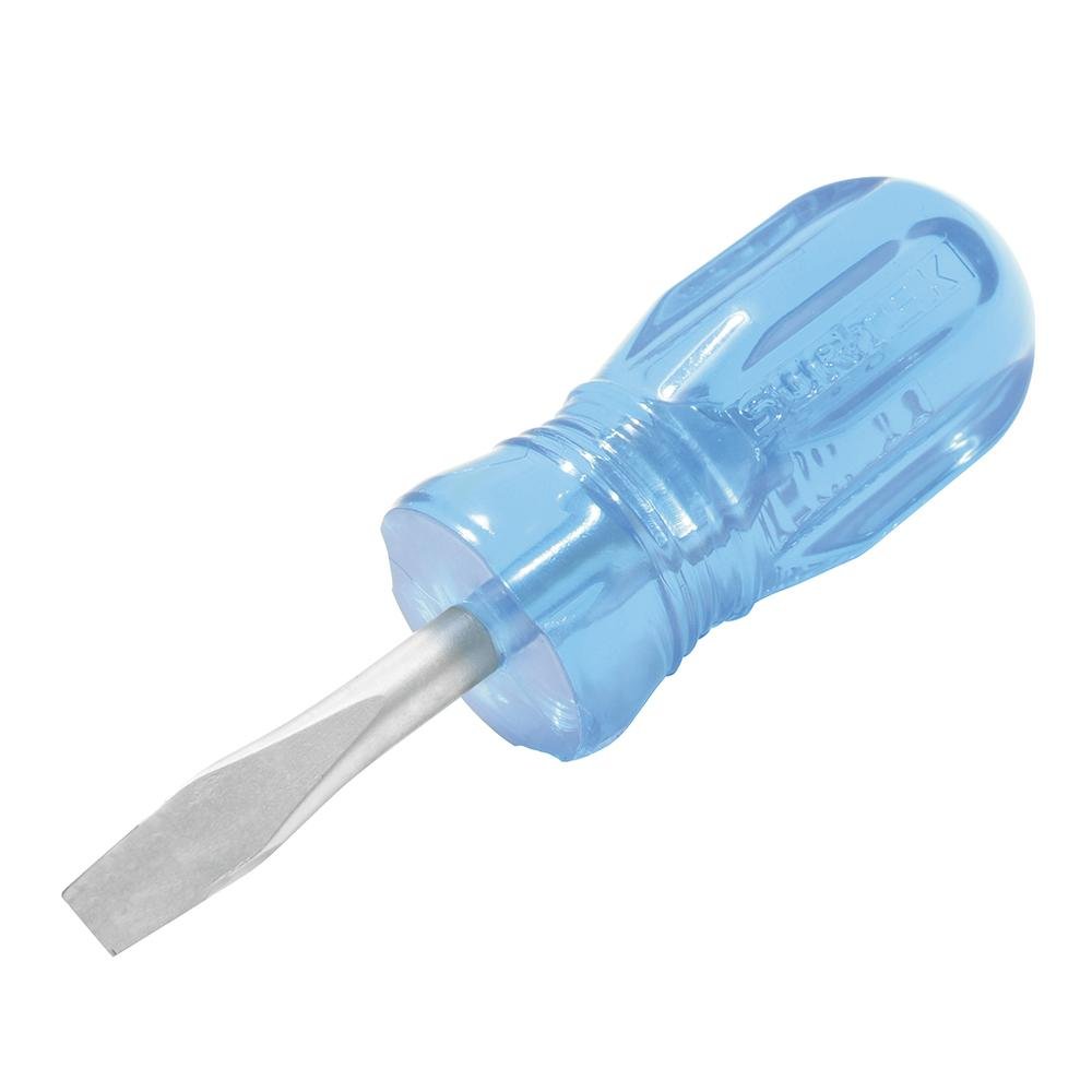 Destornillador Azul Trompo Redondo Punta Plana 1/4" X 1-1/2" Surtek. - FERRETERÍA WITZI