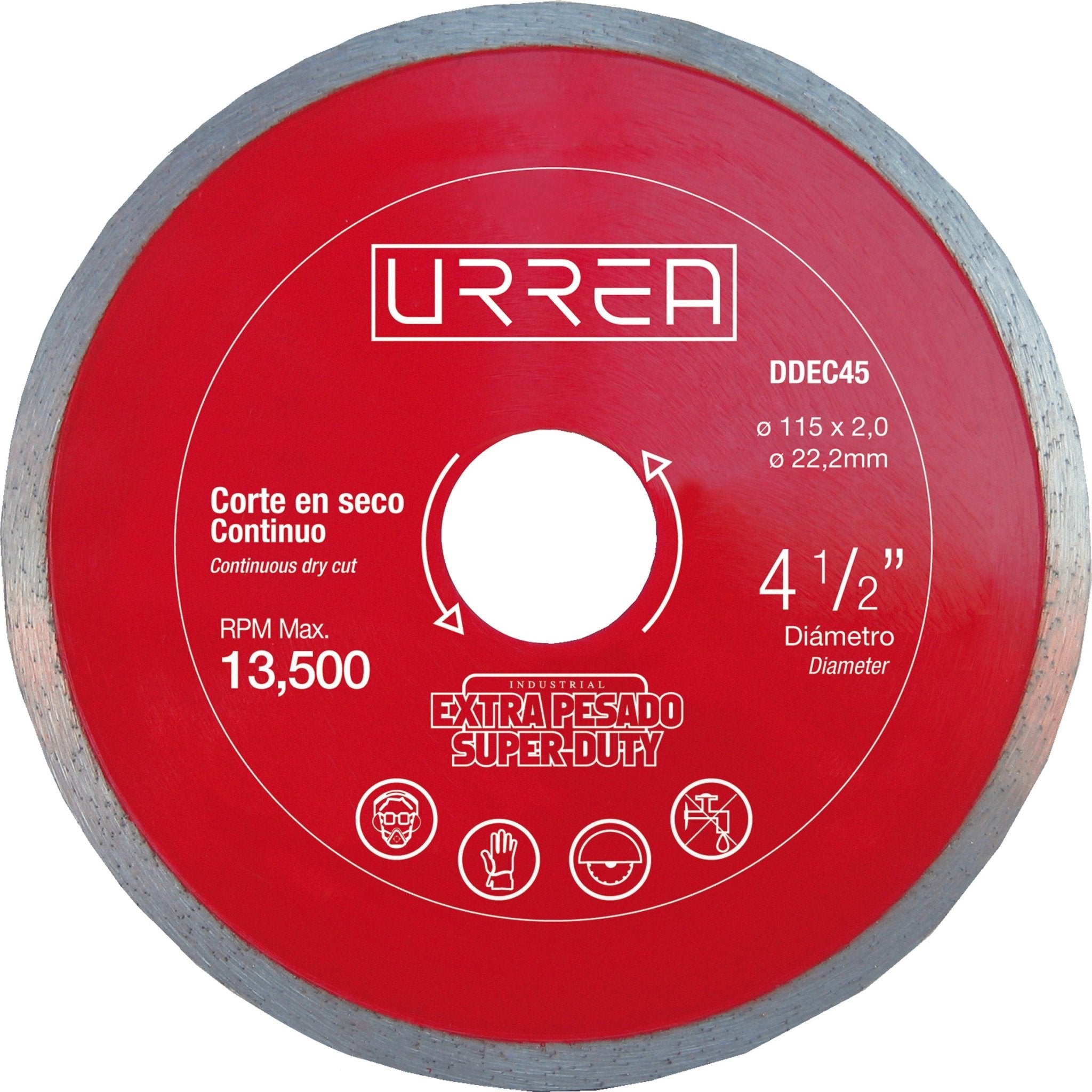 Disco de diamante extra pesado corte continuo 4 1/2" Urrea - FERRETERÍA WITZI