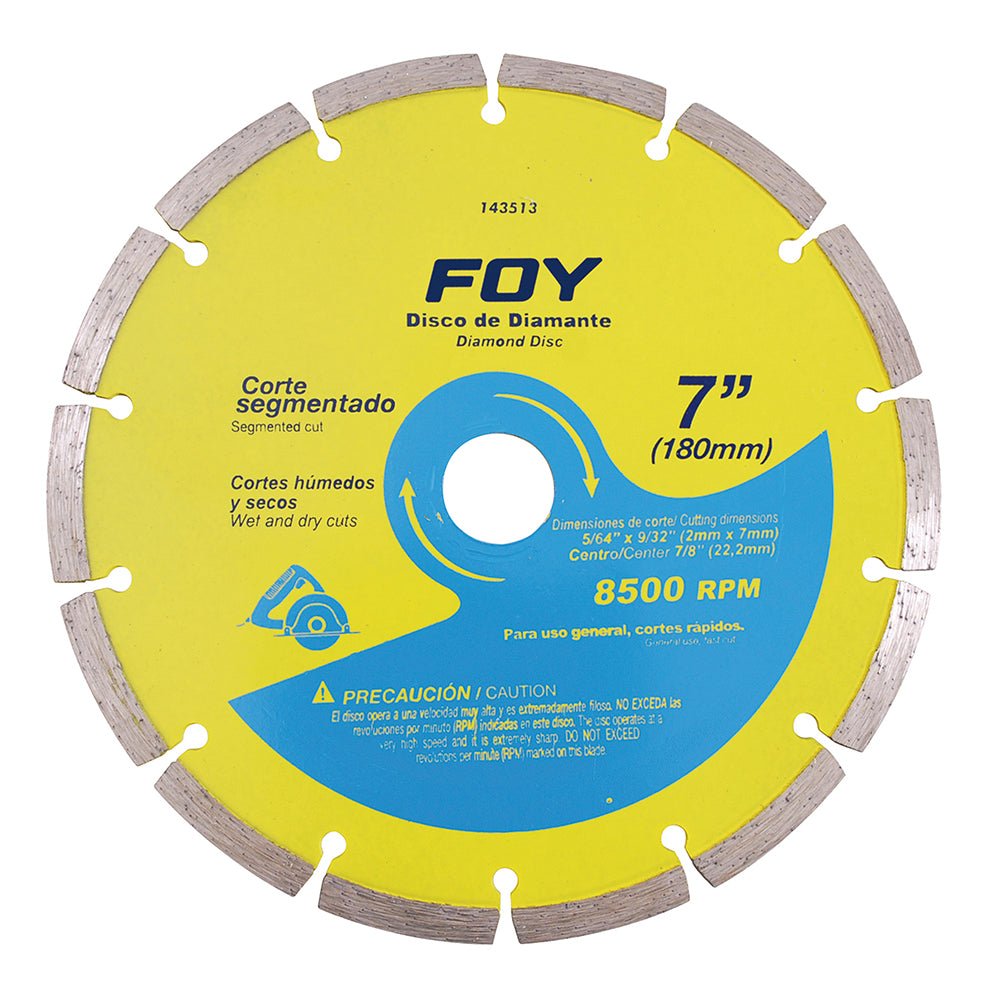 Disco de diamante segmentado, 4-1/2" Foy. - FERRETERÍA WITZI