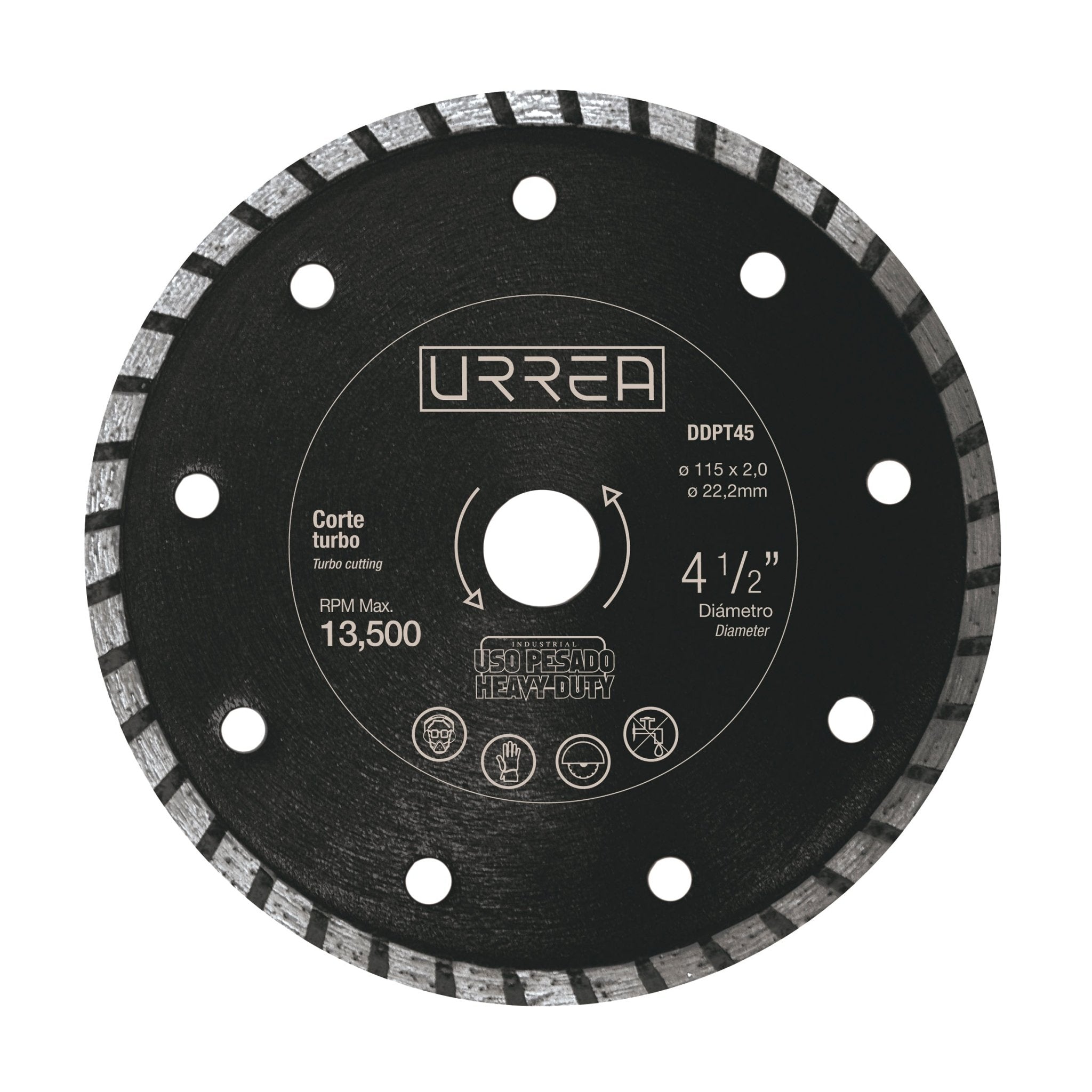 Disco de diamante uso pesado corte turbo 4 1/2" Urrea - FERRETERÍA WITZI