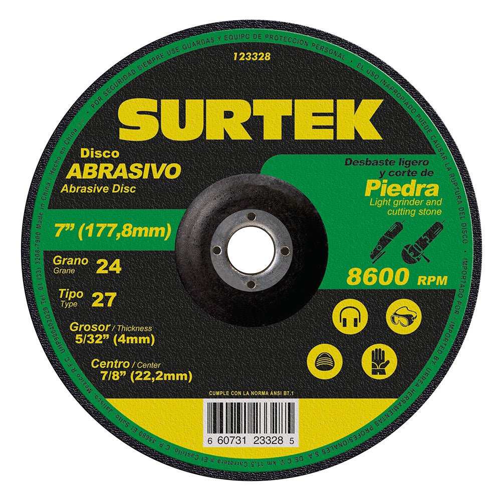 Disco t/27 piedra 7x5/32" Surtek. - FERRETERÍA WITZI