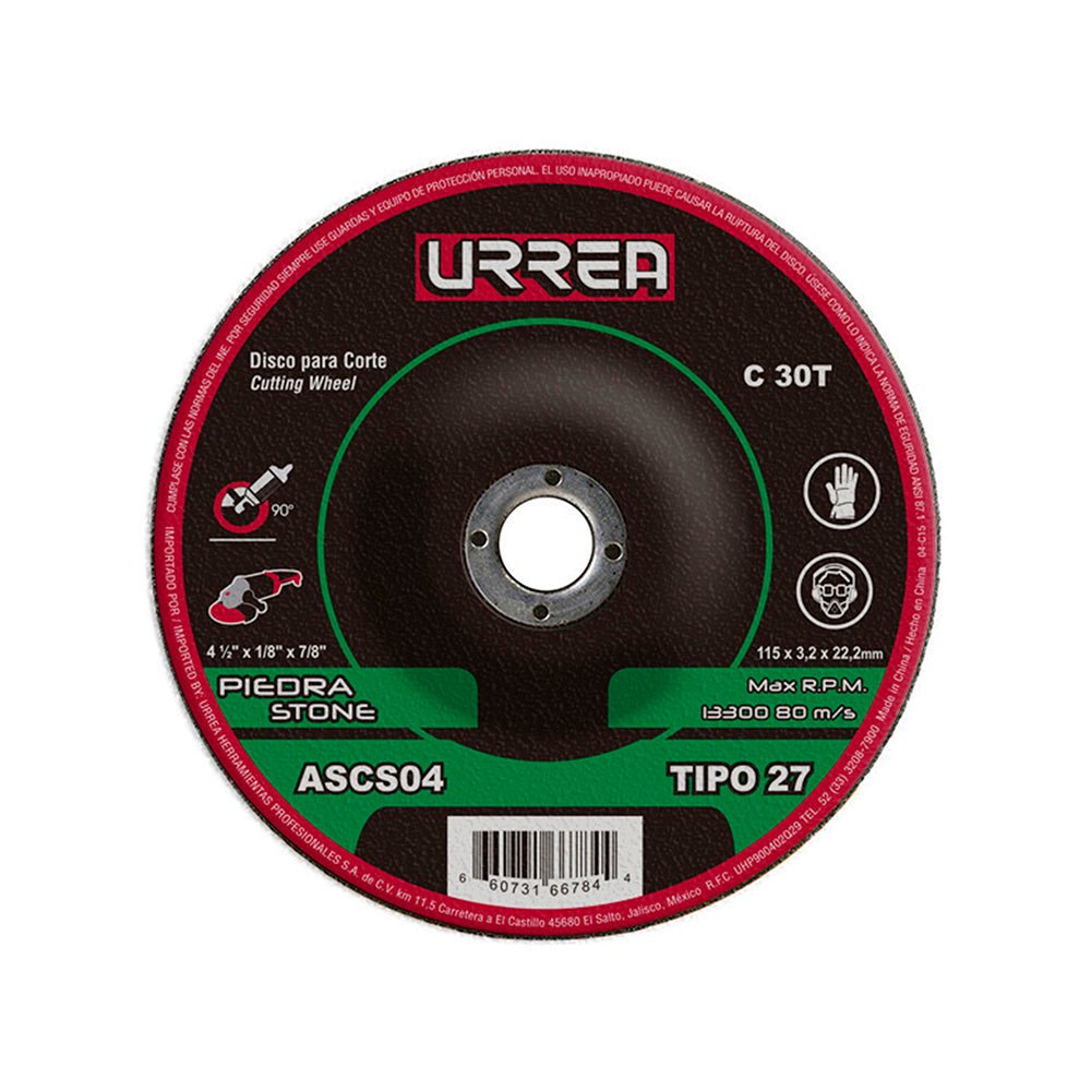Disco t/27 piedra4-1/2x1/8gral Urrea. - FERRETERÍA WITZI