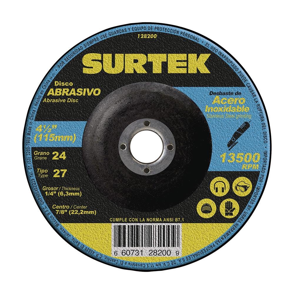 Disco Tipo 27 Inoxidable 4-1/2 X 1/4" Surtek. - FERRETERÍA WITZI