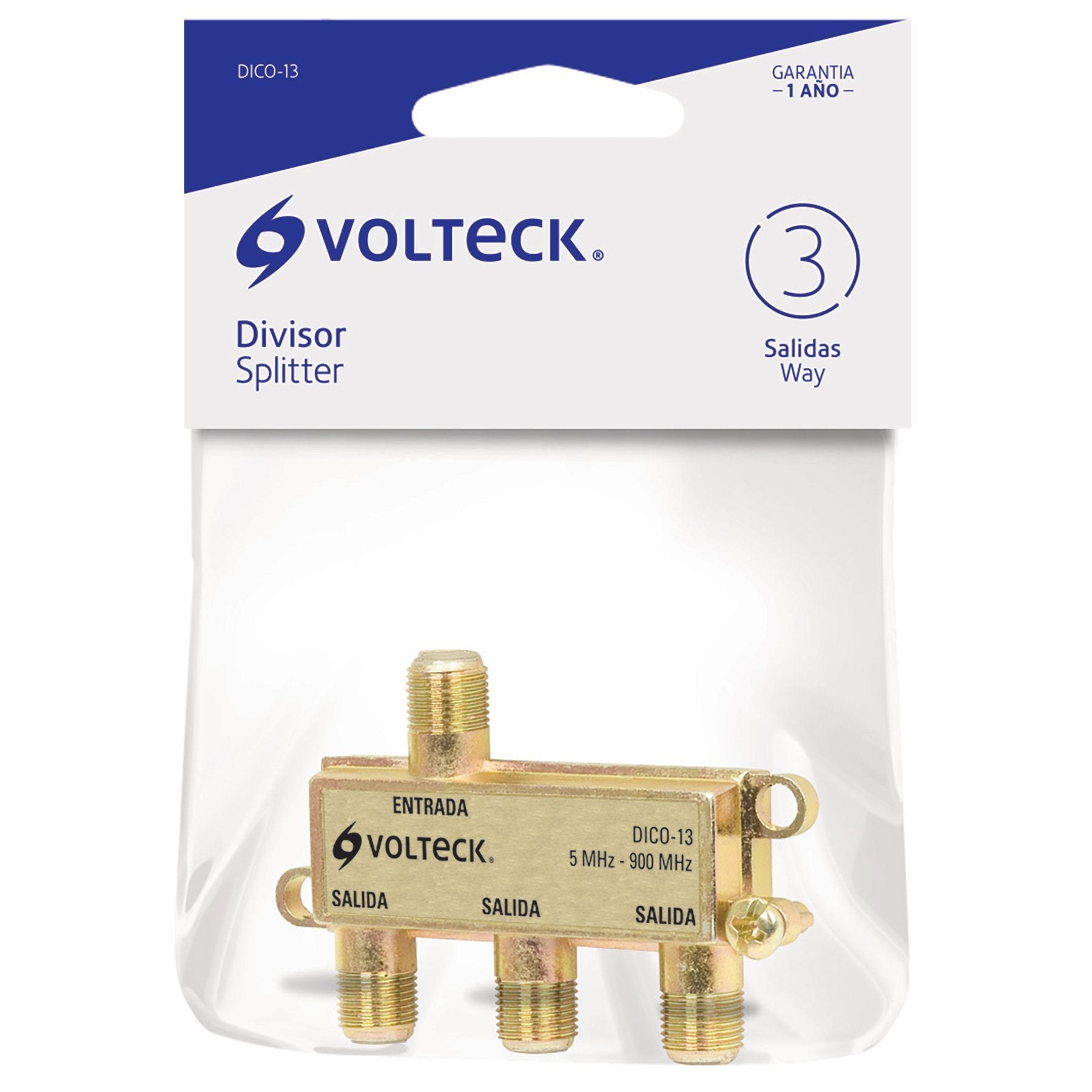 Divisor Coaxial De 1 Entrada y 3 Salidas, Volteck - FERRETERÍA WITZI