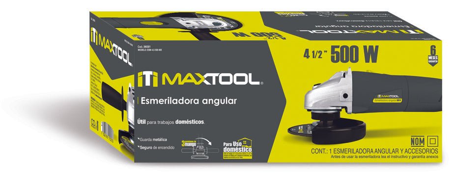 Esmeriladora 500W para disco de 4 1/2", Maxtool - FERRETERÍA WITZI