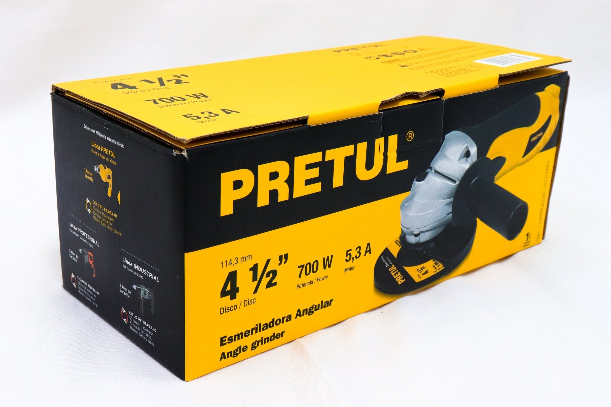 Esmeriladora Angular 4-1/2", 700w, Pretul - FERRETERÍA WITZI