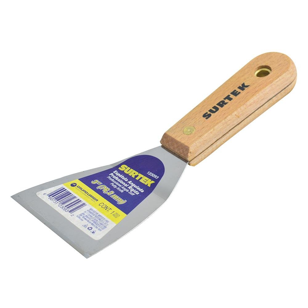 Espátula Angulada Mango Madera 3", Surtek - FERRETERÍA WITZI