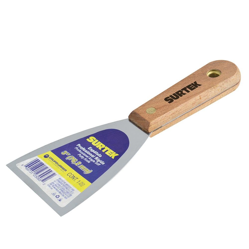 Espátula Rígida Mango Madera 3", Surtek - FERRETERÍA WITZI