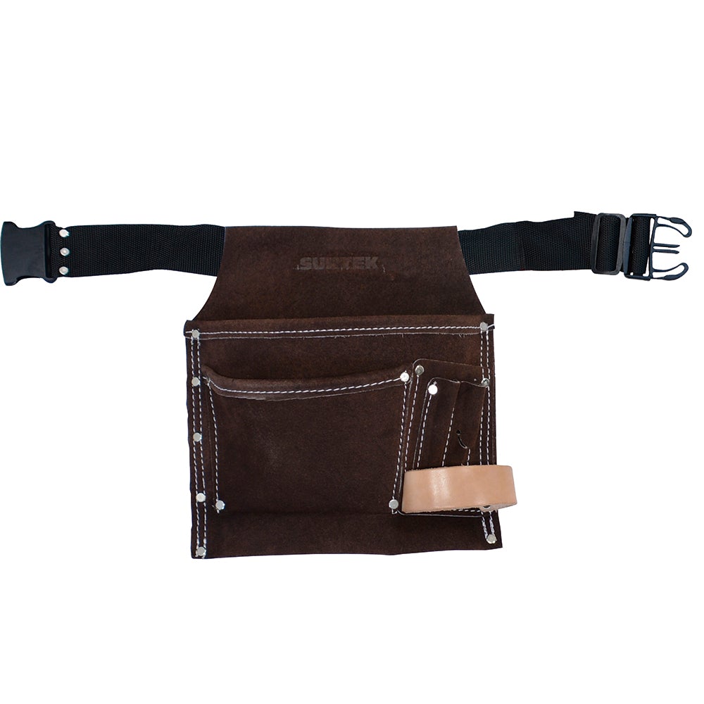 Estuche portaherramientas cuero cinto 3 compartimentos. Surtek - FERRETERÍA WITZI