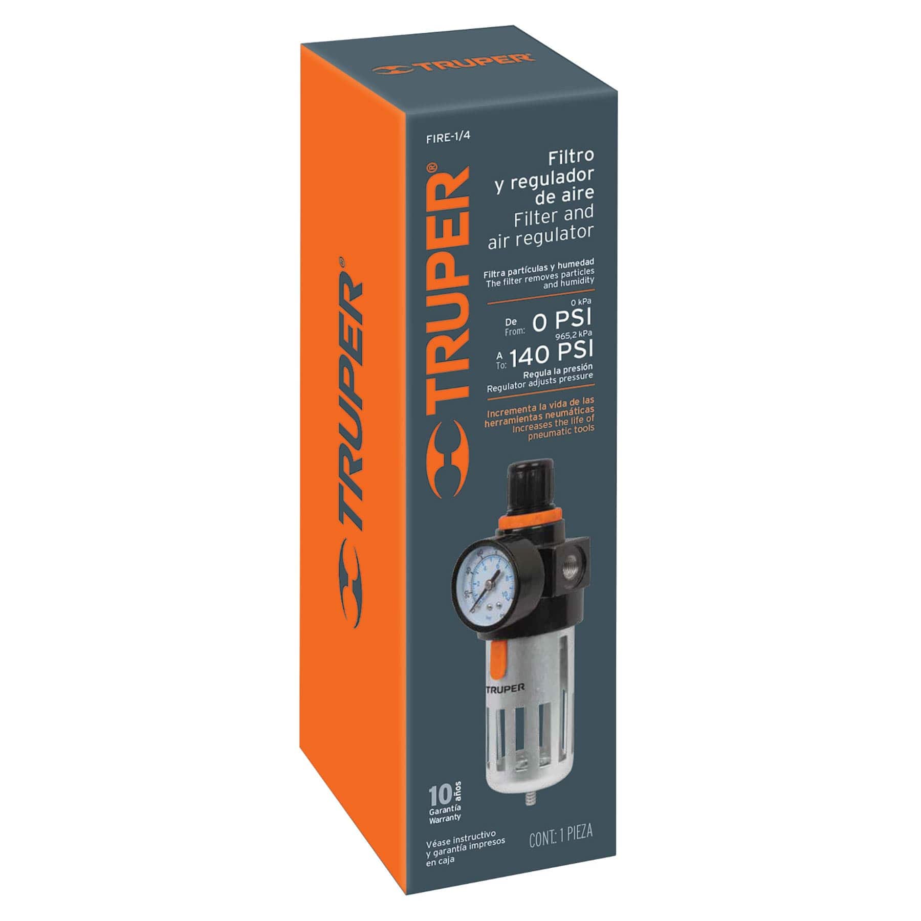 Filtro Y Regulador De Aire, 1/4 NPT, Truper - FERRETERÍA WITZI
