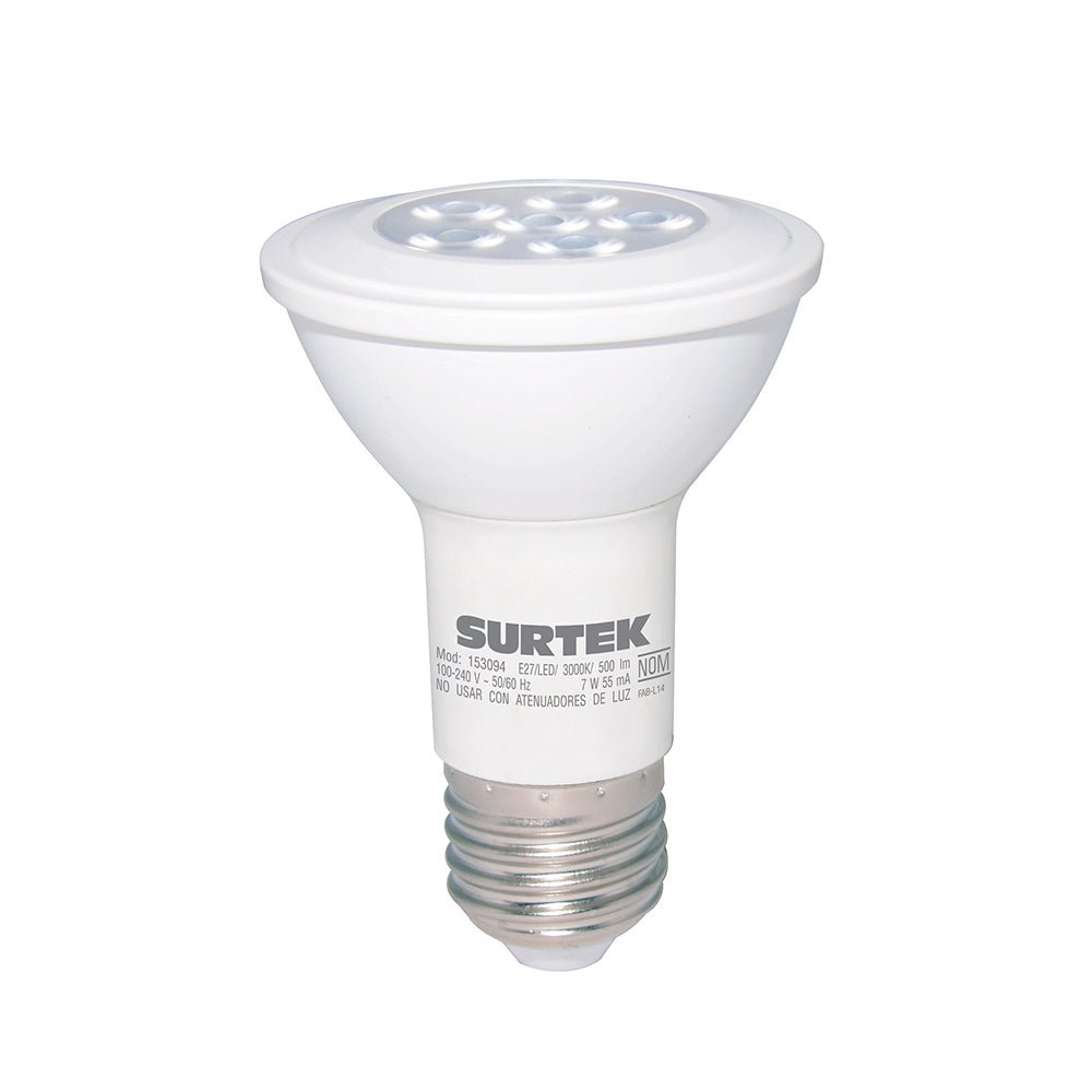 Foco LED PAR20 luz cálida Surtek. - FERRETERÍA WITZI