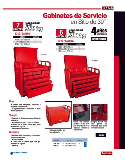 Gabinete de servicio en sitio 6 gavetas 30" Urrea - FERRETERÍA WITZI