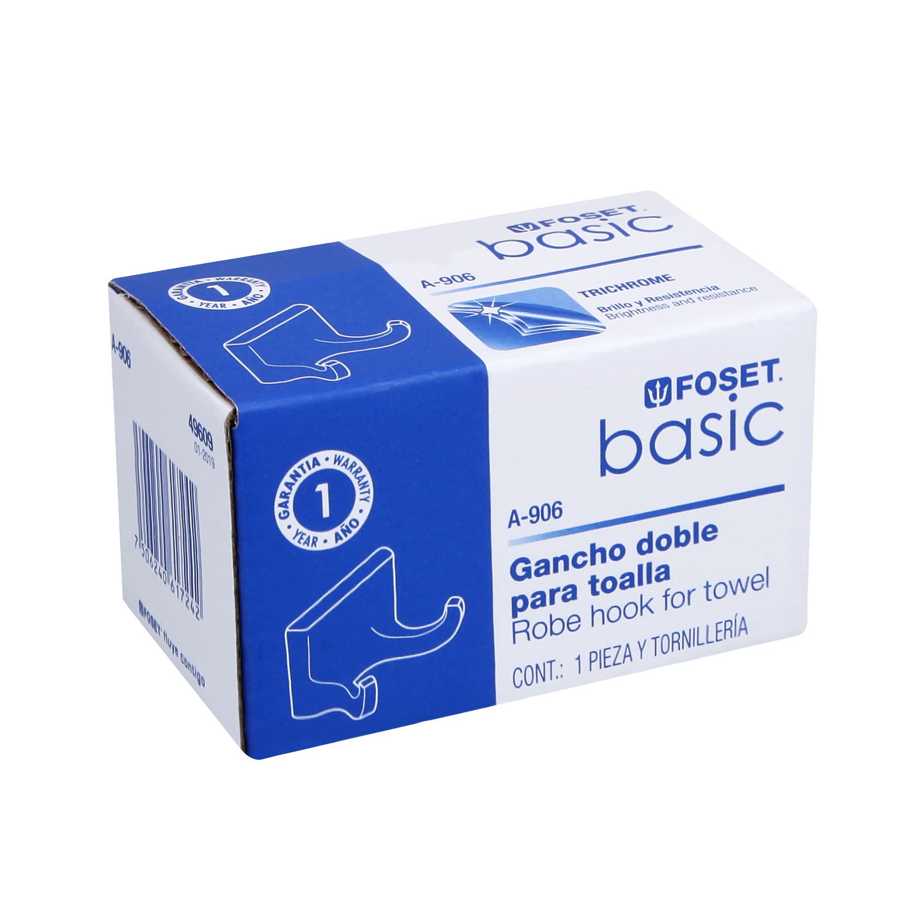 Gancho doble para toalla línea Basic - FERRETERÍA WITZI