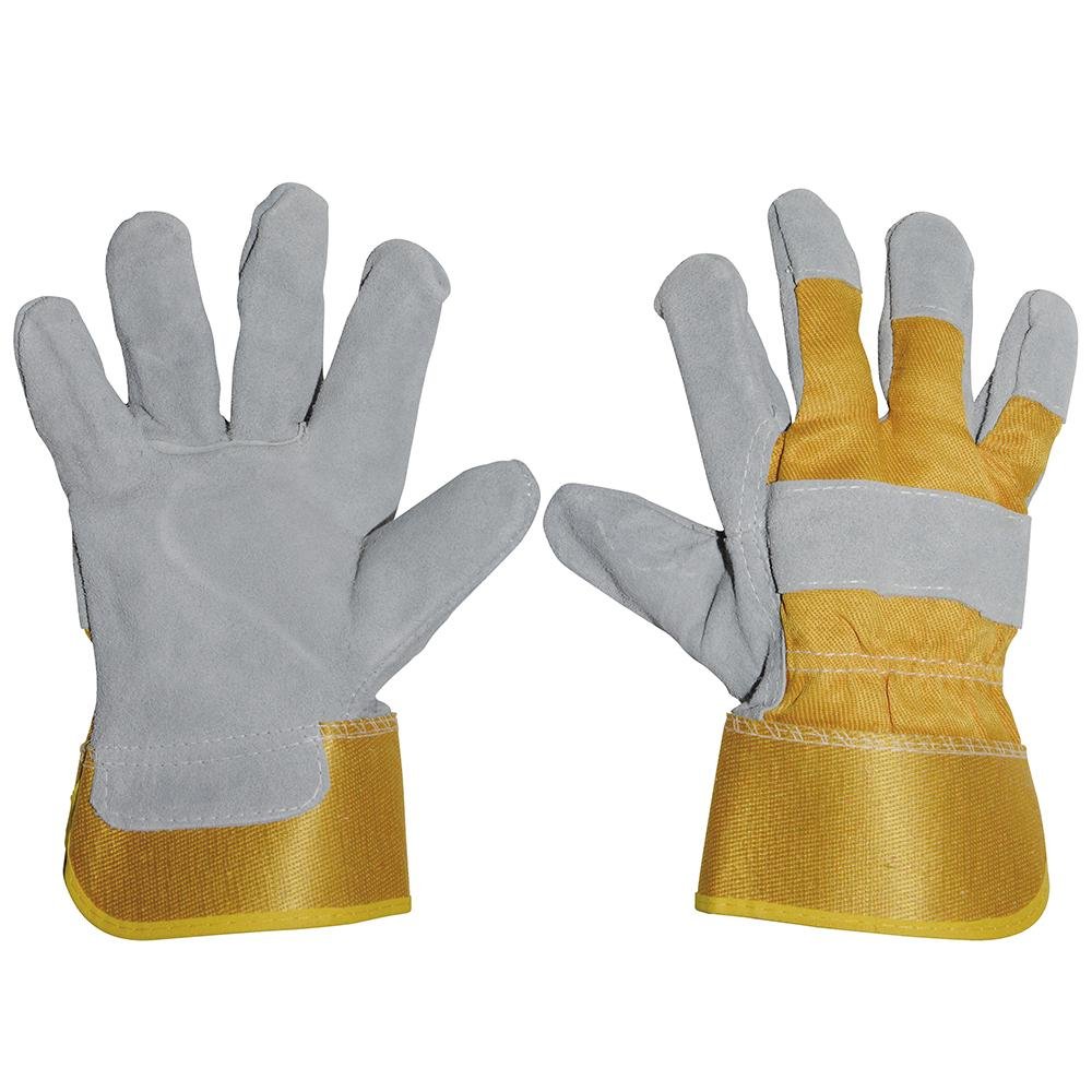 Guantes Carnaza Y Loneta, Gris Y Amarillo Surtek. - FERRETERÍA WITZI