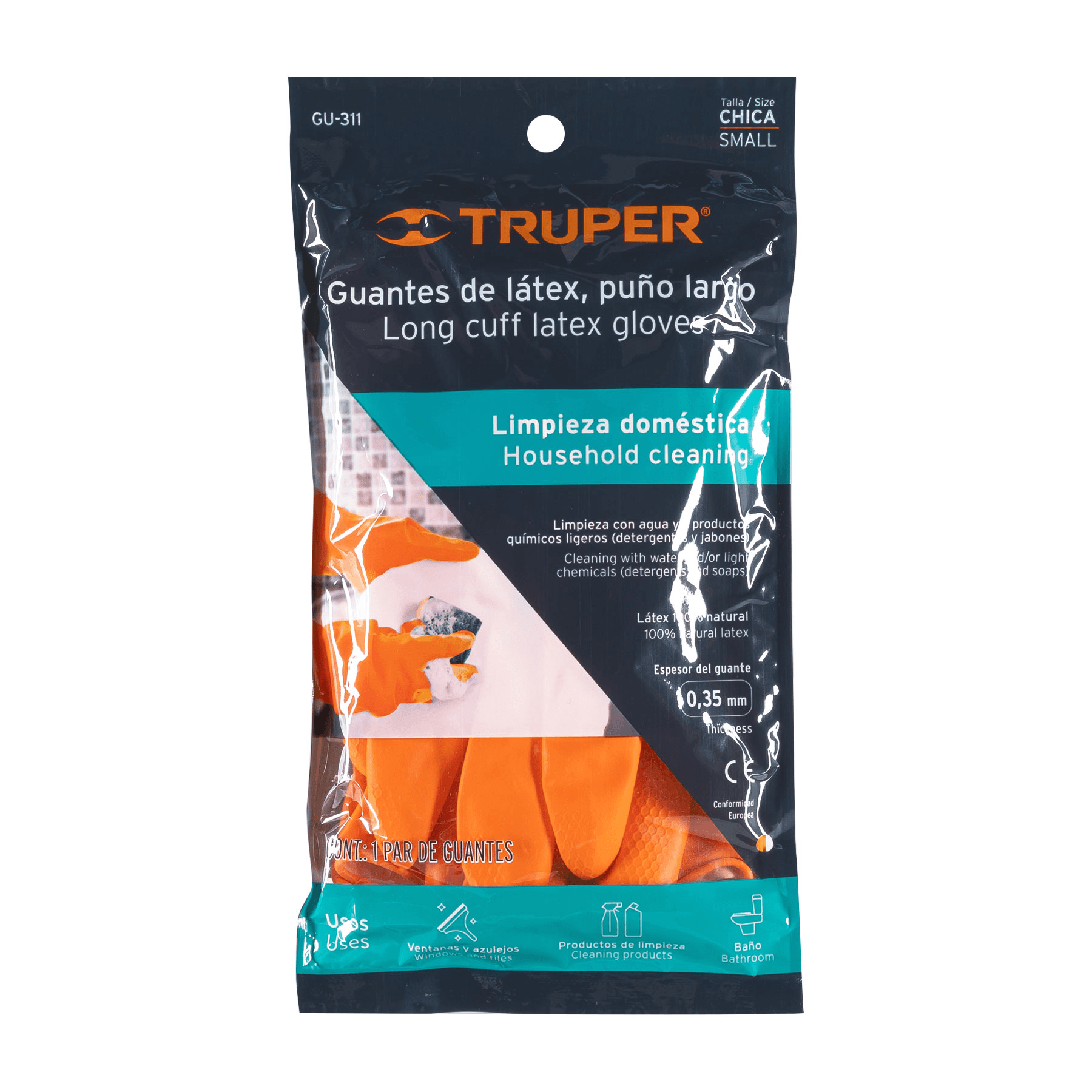 Guantes de látex para limpieza, color naranja - FERRETERÍA WITZI