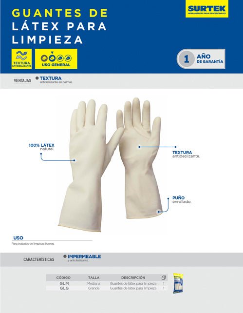 Guantes de látex para limpieza Surtek - FERRETERÍA WITZI