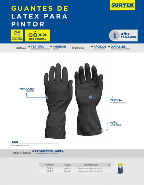 Guantes de látex para pintor Surtek - FERRETERÍA WITZI
