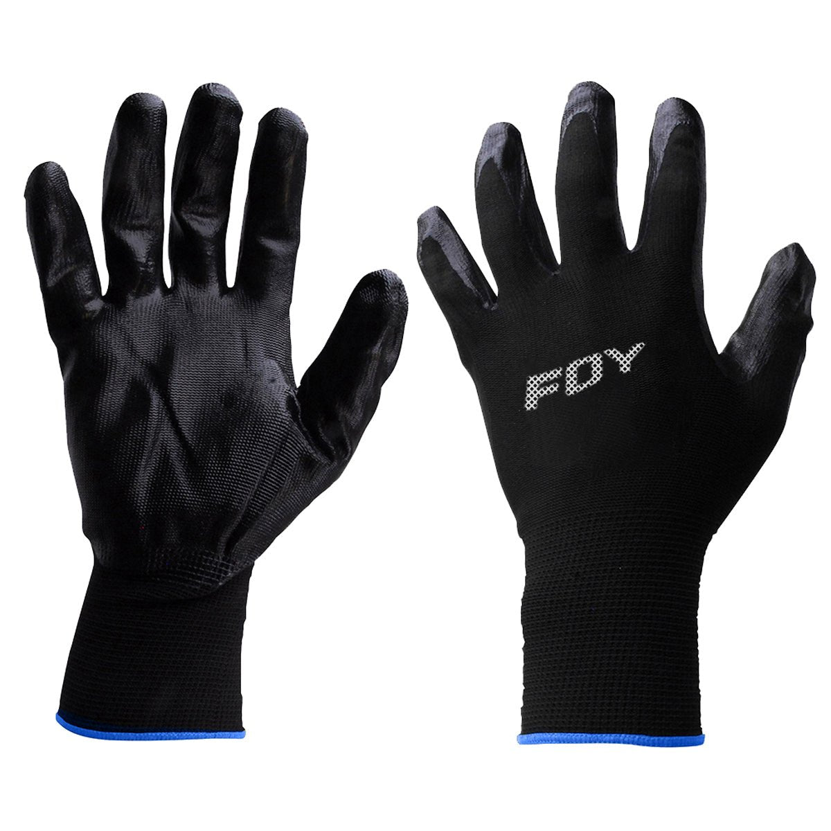 Guantes de nailon con palma recubierta de nitrilo talla chica con puño elástico Foy. - FERRETERÍA WITZI