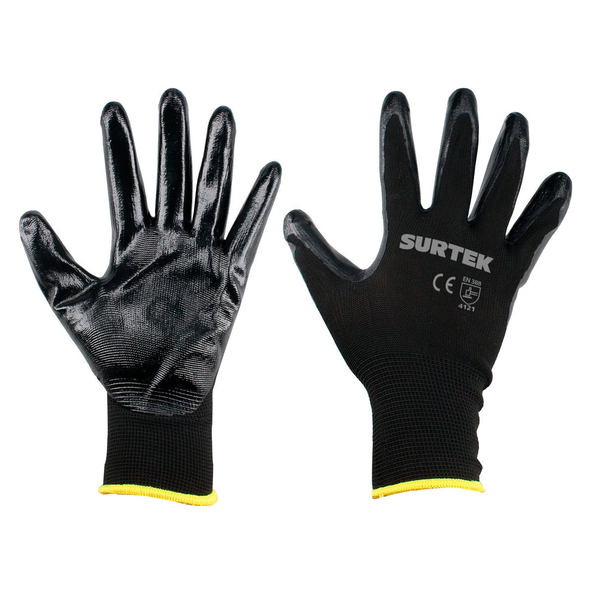 Guantes de nailon con palma recubierta de nitrilo talla grande con puño elástico Surtek. - FERRETERÍA WITZI
