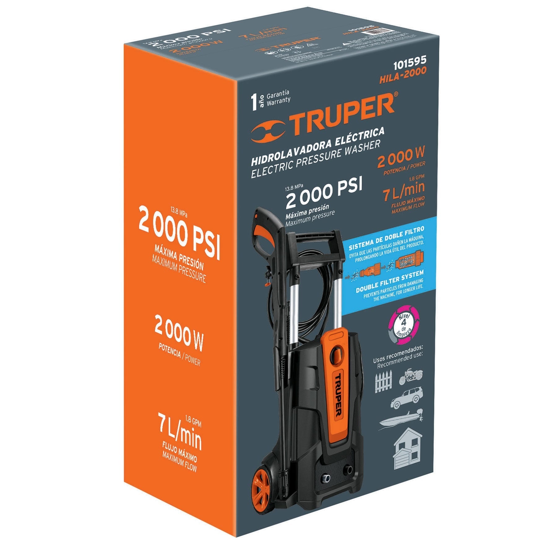 Hidrolavadora eléctrica 2000 PSI, Truper - FERRETERÍA WITZI