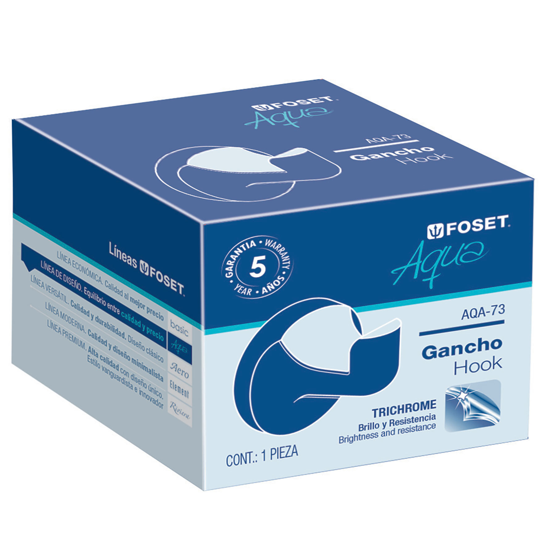 Gancho sencillo para toalla línea Aqua