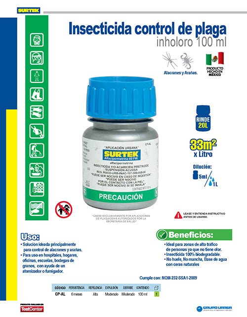 Insecticida para control de plaga arácnidos 100 ml Surtek - FERRETERÍA WITZI