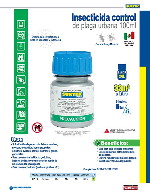 Insecticida para control de plaga arácnidos 100 ml Surtek - FERRETERÍA WITZI
