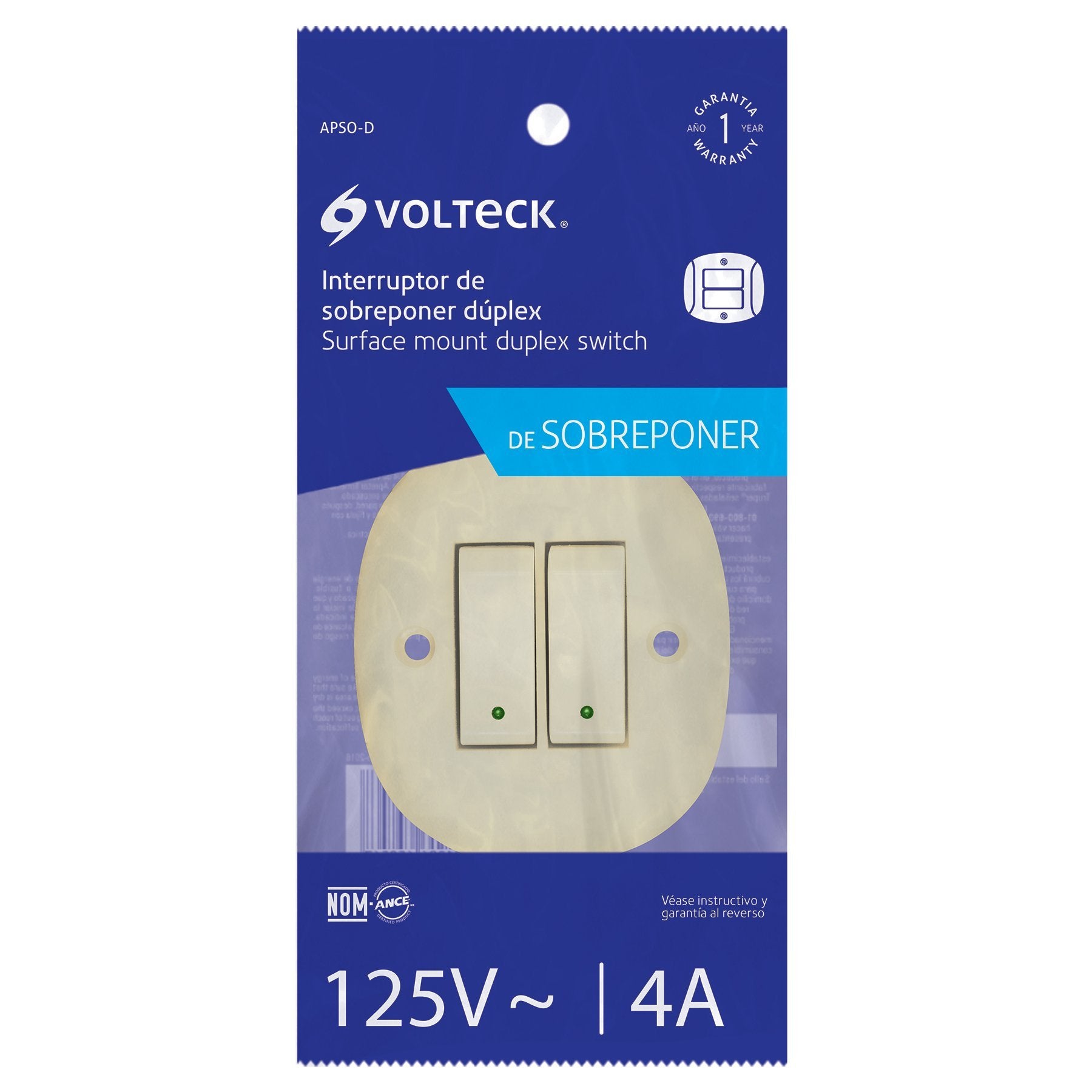 Interruptor De Sobreponer Duplex, Volteck - FERRETERÍA WITZI