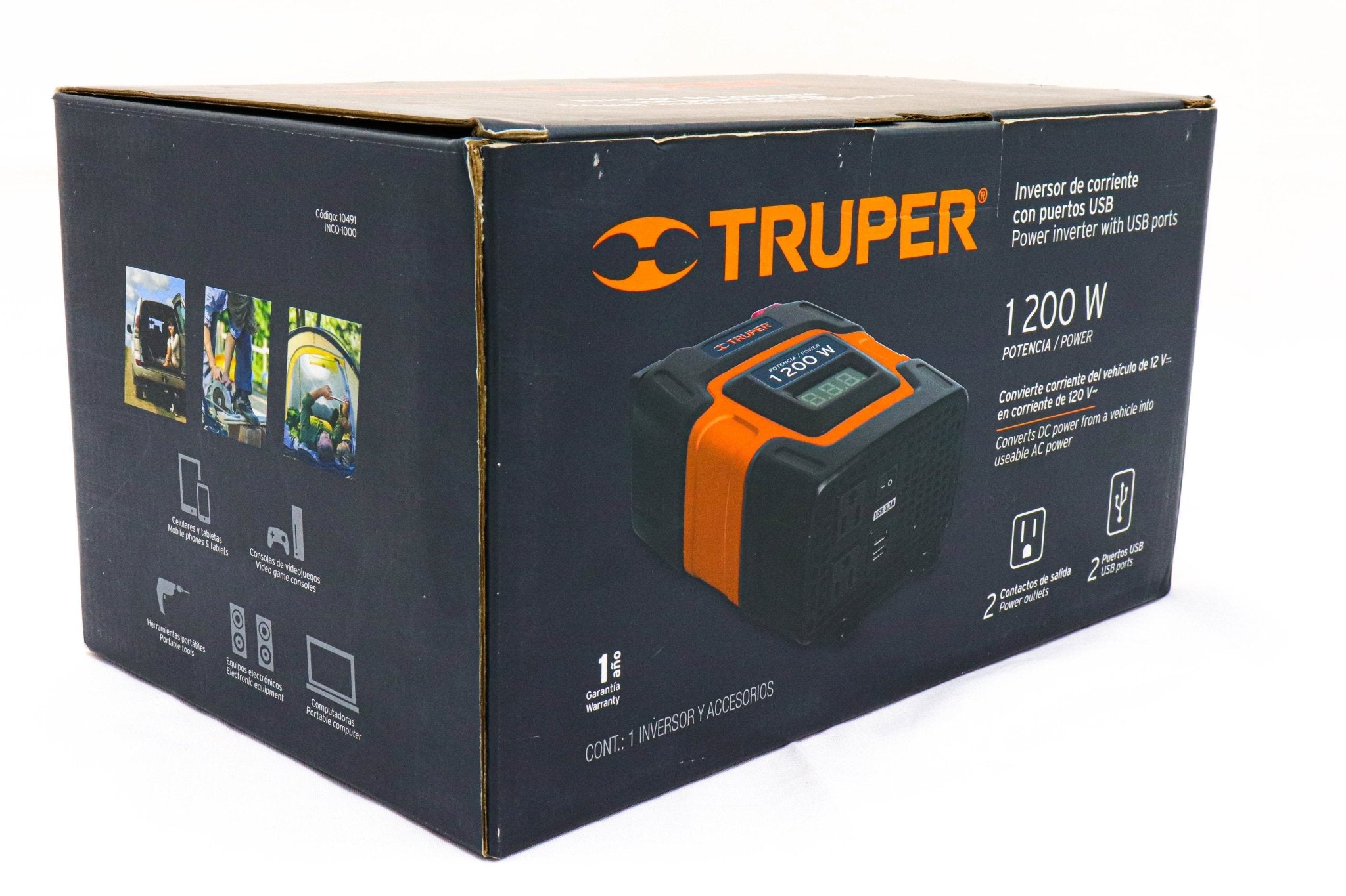 Inversor De Corriente Para Automovil De 1200w Truper - FERRETERÍA WITZI