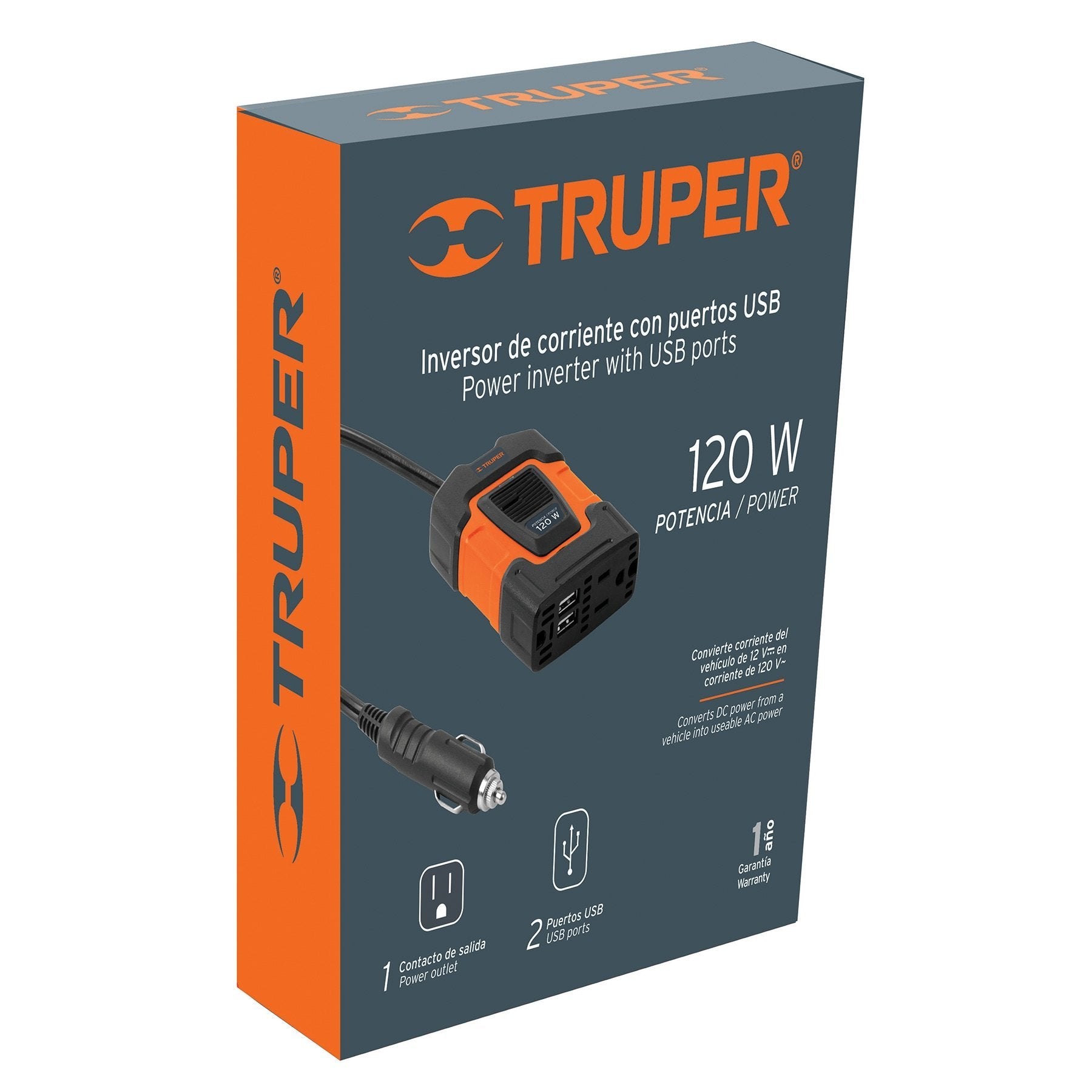 Inversor De Corriente Para Automóvil De 120W Truper - FERRETERÍA WITZI