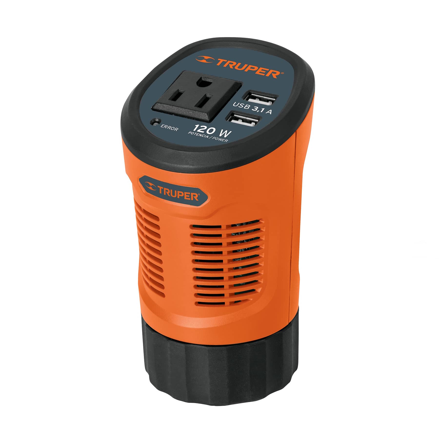 Inversor de Corriente Tipo vaso con 2 Puertos USB, 120 W - FERRETERÍA WITZI