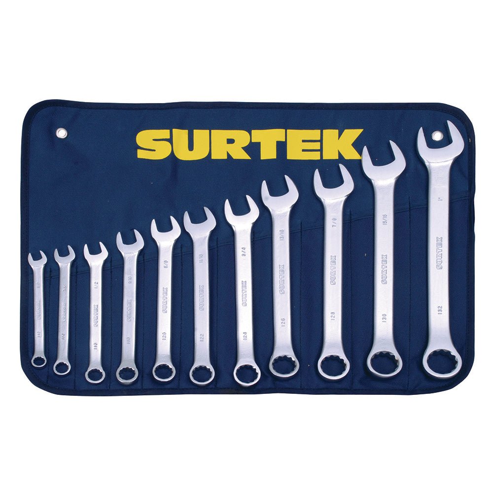 Juego 11 llaves comb satinadas 12 puntas en pulgadas Surtek. - FERRETERÍA WITZI