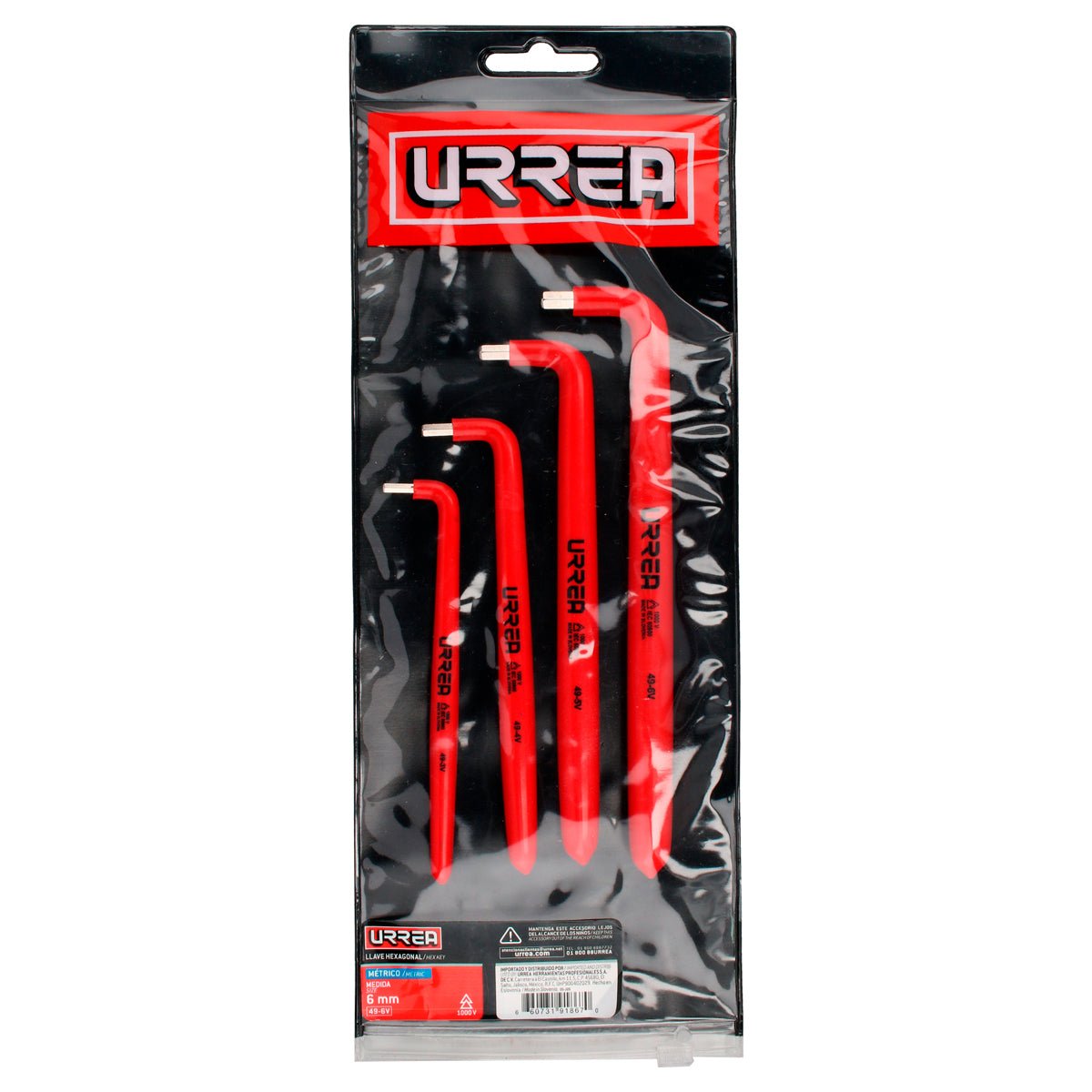 Juego 4 llaves hexagonales L mm 1000V Urrea - FERRETERÍA WITZI