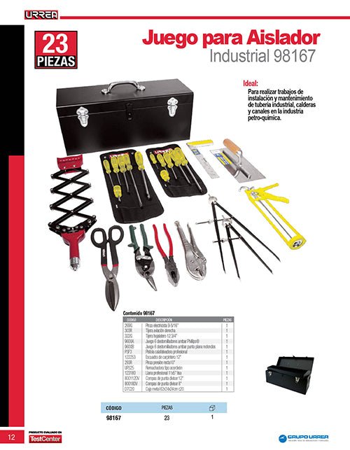 Juego básico industrial para aislador, 23 piezas con caja D7C20 Urrea - FERRETERÍA WITZI