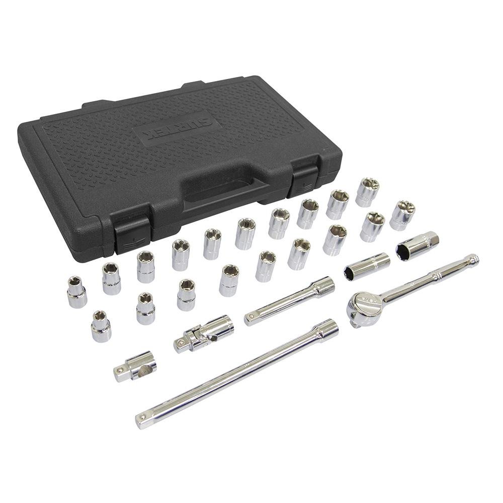 Juego Combinado De 26 Dados Y Accesorios 1/2" Surtek. - FERRETERÍA WITZI
