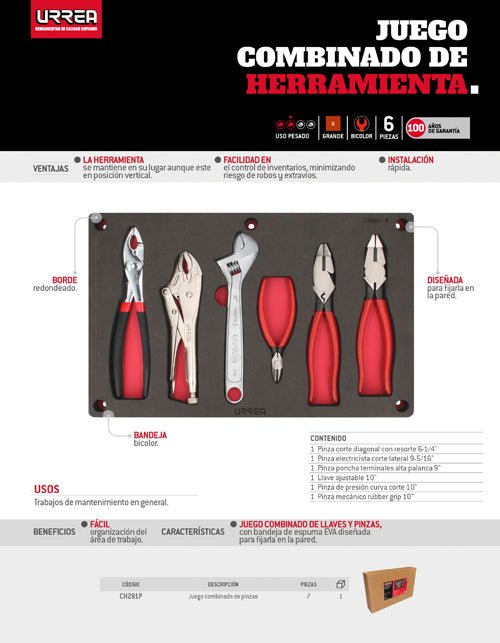 Juego combinado de herramienta, 6 piezas Urrea - FERRETERÍA WITZI
