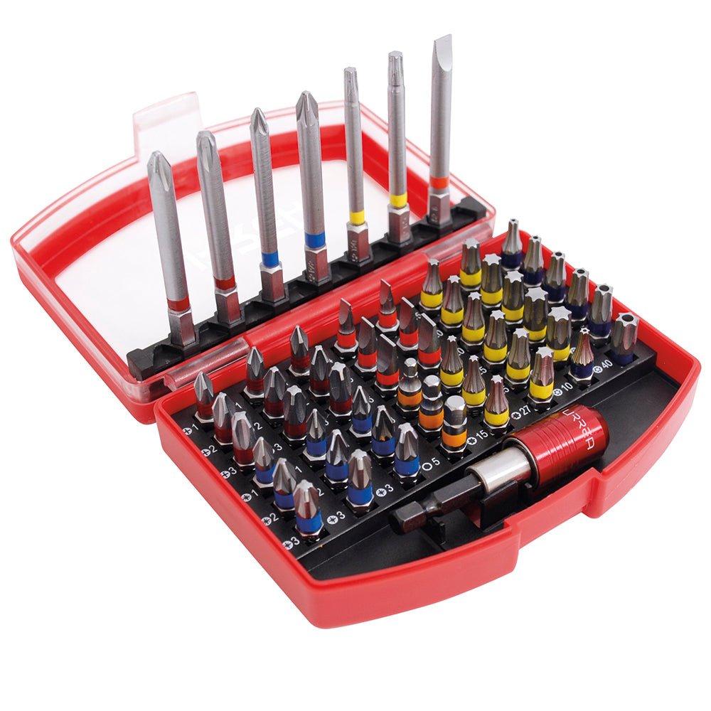 Juego combinado de puntas hexagonales de 1/4" con adaptador magnético de poder, 56 piezas Urrea - FERRETERÍA WITZI