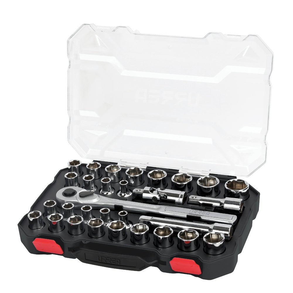 Juego dados y accesorios combinados 30pz 1/2 Caja display Urrea. - FERRETERÍA WITZI