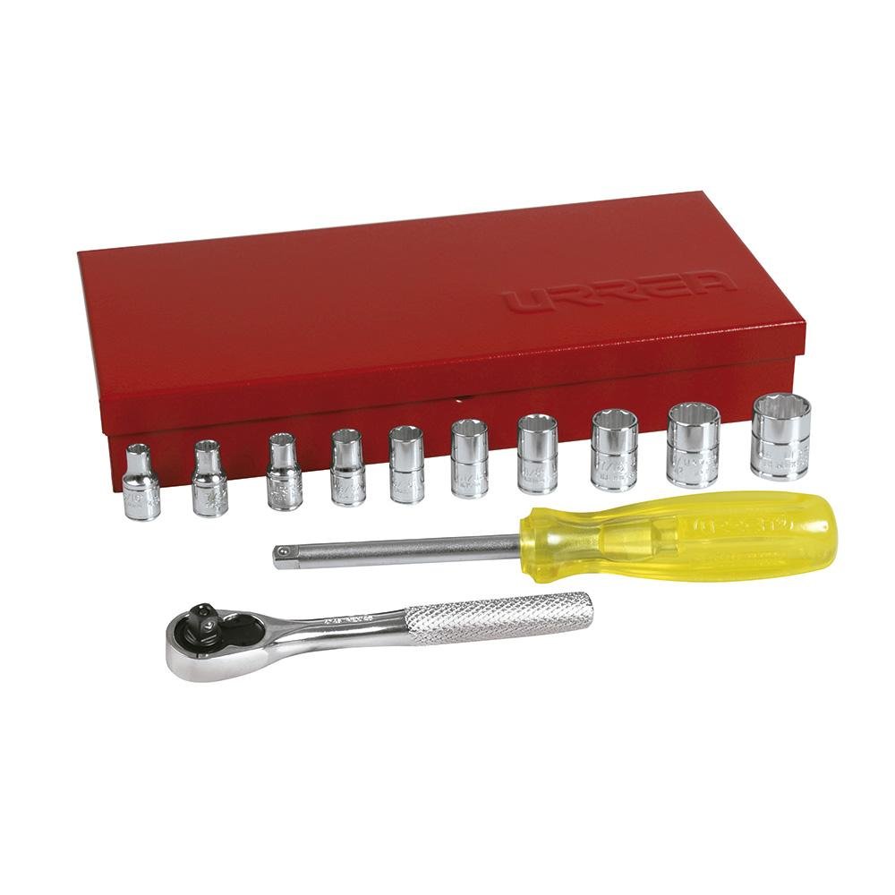 Juego Dados Y Accesorios Cuadro 1/4" Pulgadas 13 Piezas Urrea. - FERRETERÍA WITZI