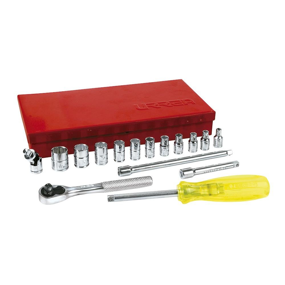 Juego Dados Y Accesorios Cuadro 1/4" Pulgadas 17 Piezas Urrea. - FERRETERÍA WITZI