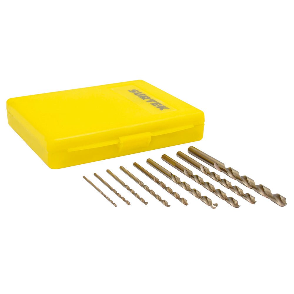Juego de 10 brocas con cobalto de acero de alta velocidad zanco recto Surtek - FERRETERÍA WITZI