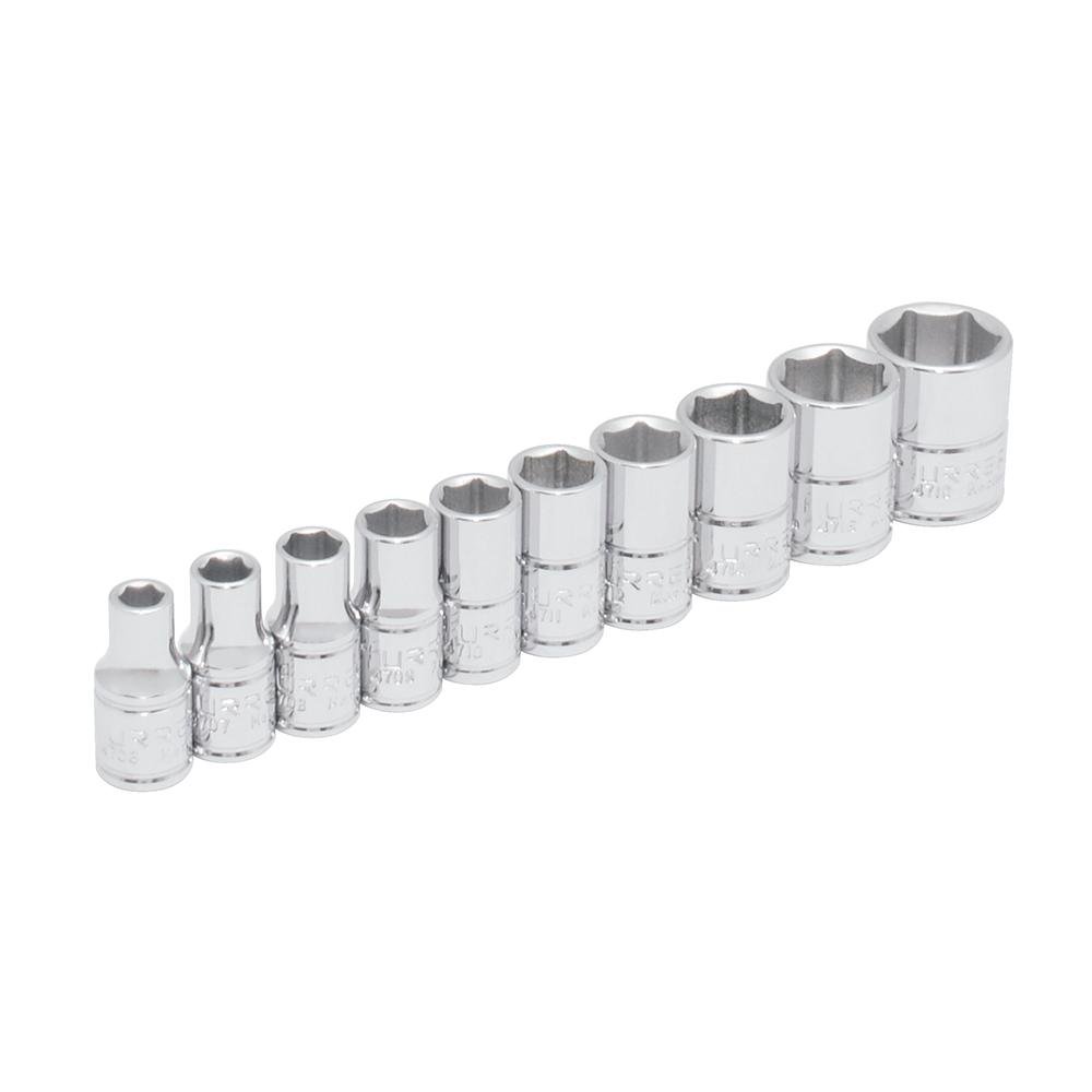 Juego De 10 Dados En Pulgadas Cuadro 1/4" En riel Urrea. - FERRETERÍA WITZI