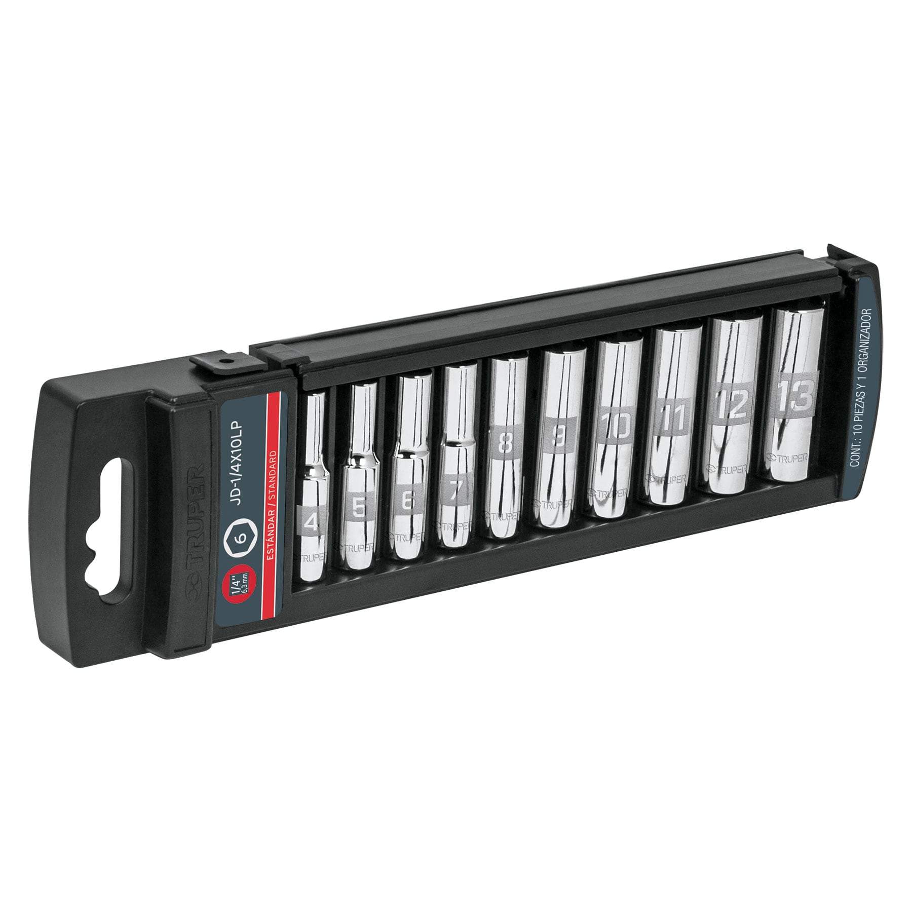 Juego De 10 Dados Largos, Cuadro 1/4", Standard, Truper - FERRETERÍA WITZI